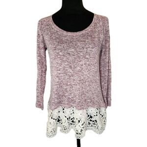 Eyeshadow Women's Sz S Marled With Lace Top Cottagecore Feminine  Cocquette